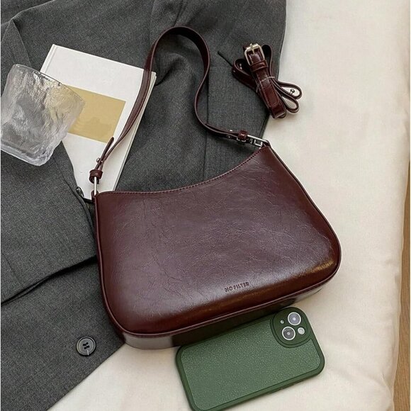 Women's Retro Vintage Shoulder Bags Zipper Faux Leather Handbag Underarm Purse - Picture 3 of 6